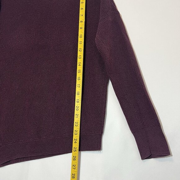 ATHLETA Prima Cotton Silk Blend Asymmetric Knit sweater Medium Women’s Purple - Picture 7 of 9